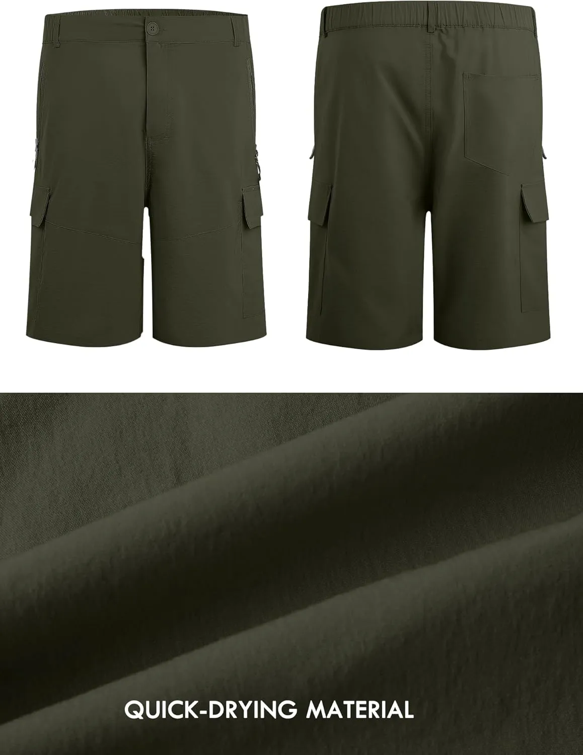 Men's Quick Dry Hiking Cargo Shorts Lightweight UPF 50  Outdoor Climbing Work Shorts with Zipper Pockets S-2XL