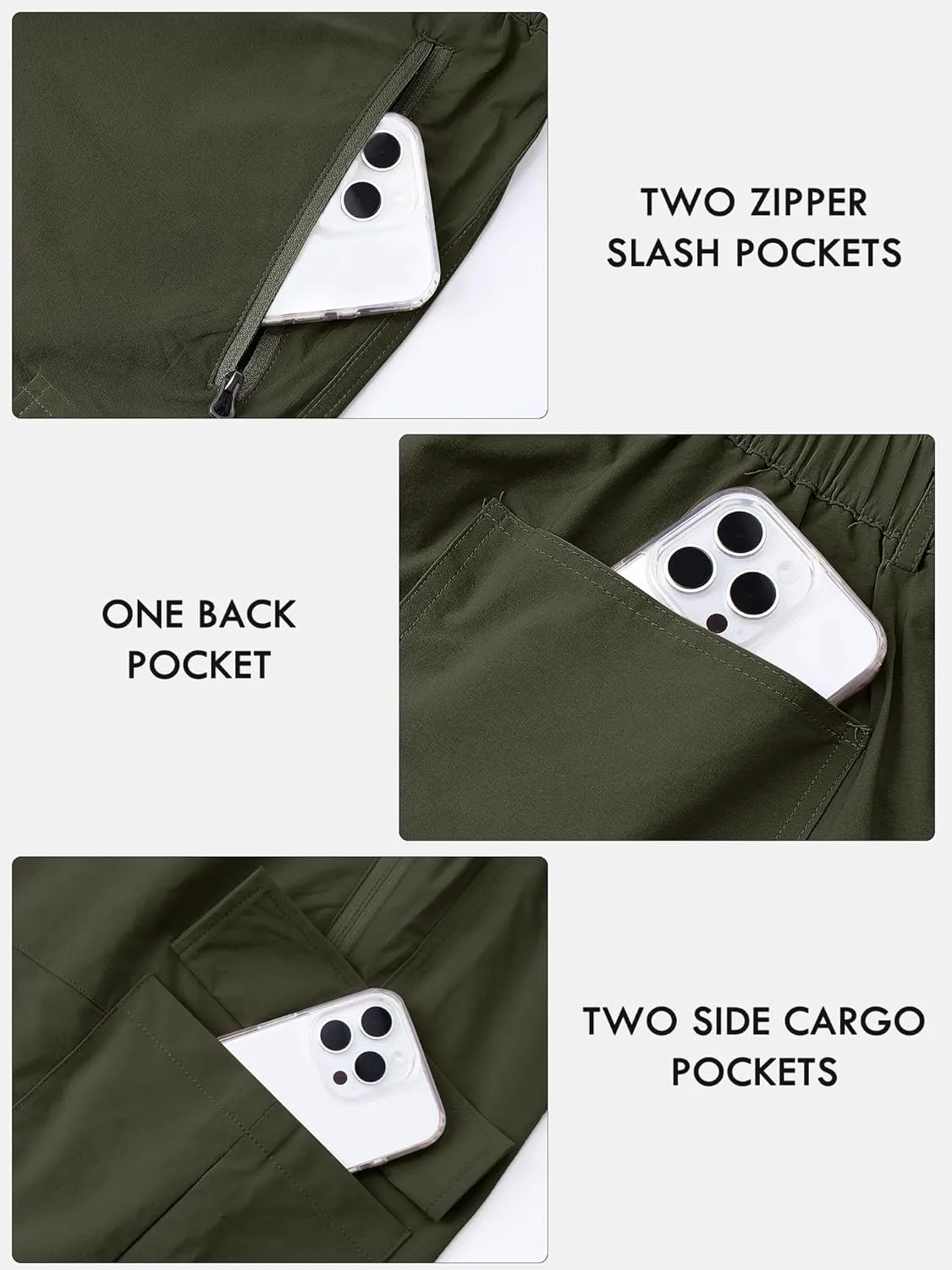 Men's Quick Dry Hiking Cargo Shorts Lightweight UPF 50  Outdoor Climbing Work Shorts with Zipper Pockets S-2XL