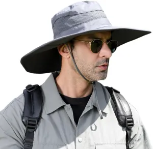 Men's Solar Cooling Hat - Wide-Brimmed Visor with 2 Fans, Waterproof Fishing hat with Built-in Solar Panel.