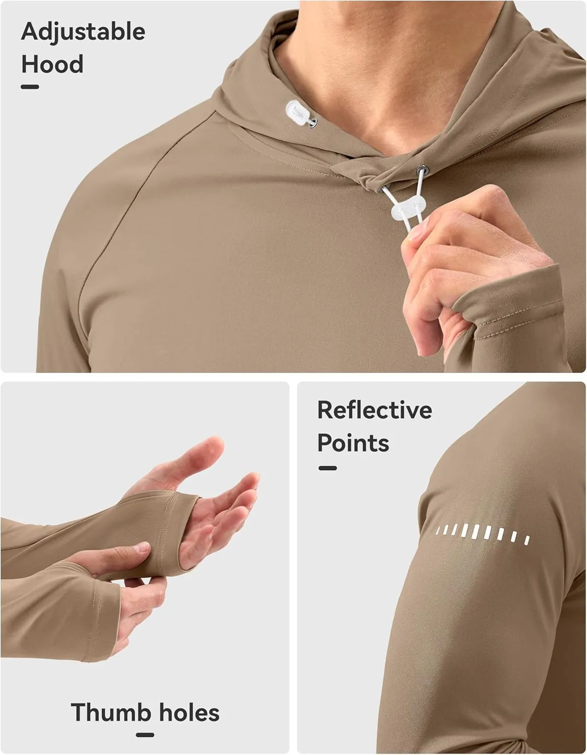 Men's Sun Protection Hoodie Shirt UPF 50  Long Sleeve Fishing Rash Guard UV SPF Summer Lightweight Hiking Shirt for Men