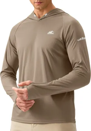 Men's Sun Protection Hoodie Shirt UPF 50  Long Sleeve Fishing Rash Guard UV SPF Summer Lightweight Hiking Shirt for Men