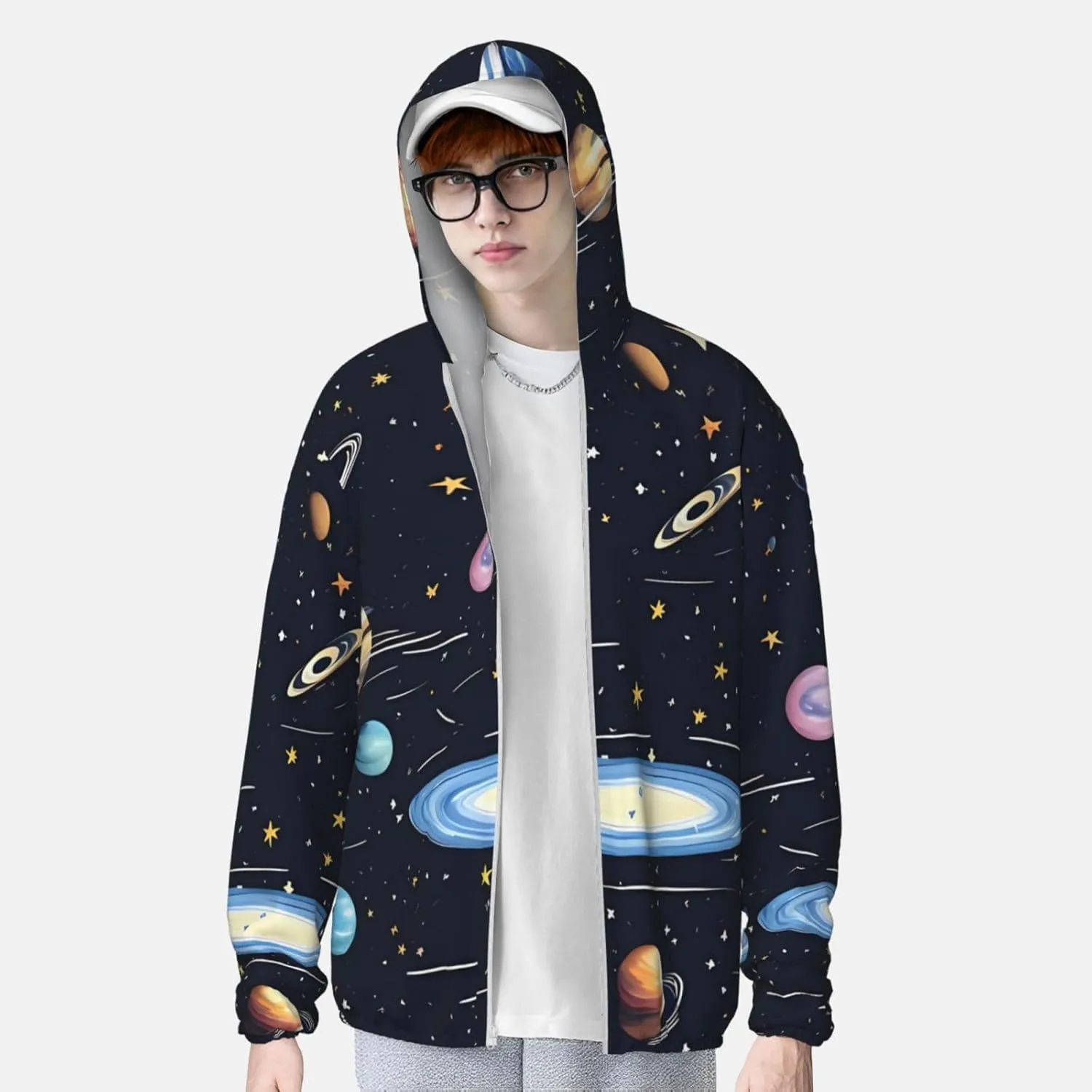 Men's Sun Shirts UPF 50  The Solar Family Sun Protection Hoodie Lightweight Long Sleeve Rash Guard