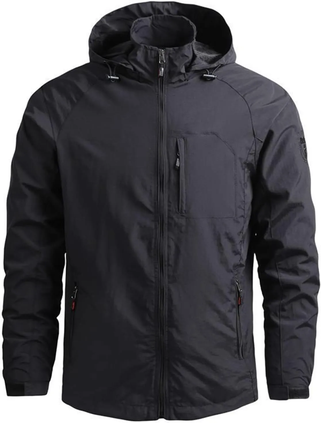 Men's Tactical Jackets Rain Jacket Windbreaker Lightweight Shell Raincoat With Hood Golf Hiking Travel, M-7XL