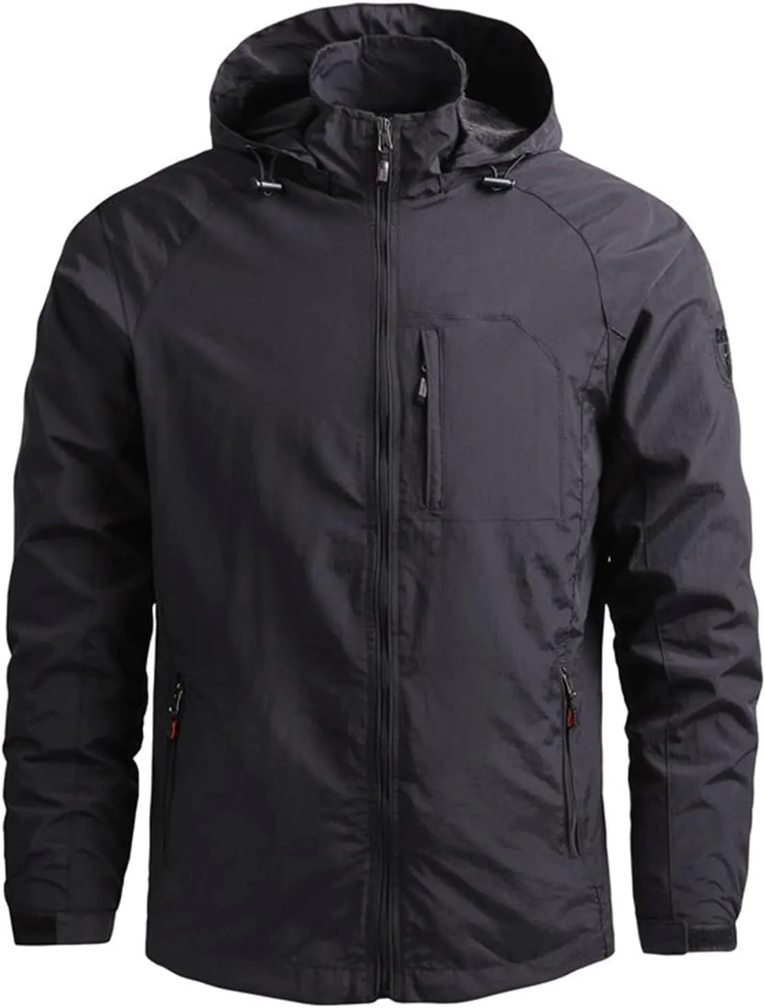 Men's Tactical Jackets Rain Jacket Windbreaker Lightweight Shell Raincoat With Hood Golf Hiking Travel, M-7XL