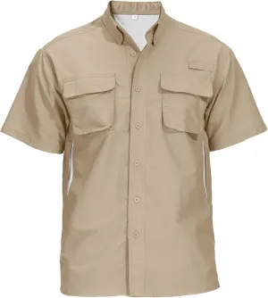 Mens UPF 50  Sun Protection Short Sleeve Quick Dry Fishing Safari Hiking Shirt with Zipper Pocket Lightweight Cooling