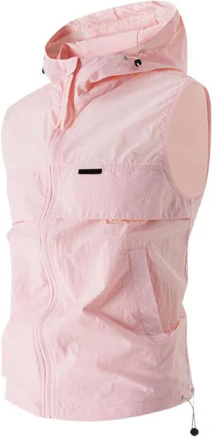 Men's Windproof Lightweight Golf Vest Outerwear with Pockets, Softshell Sleeveless Jacket Running Hiking Outfits