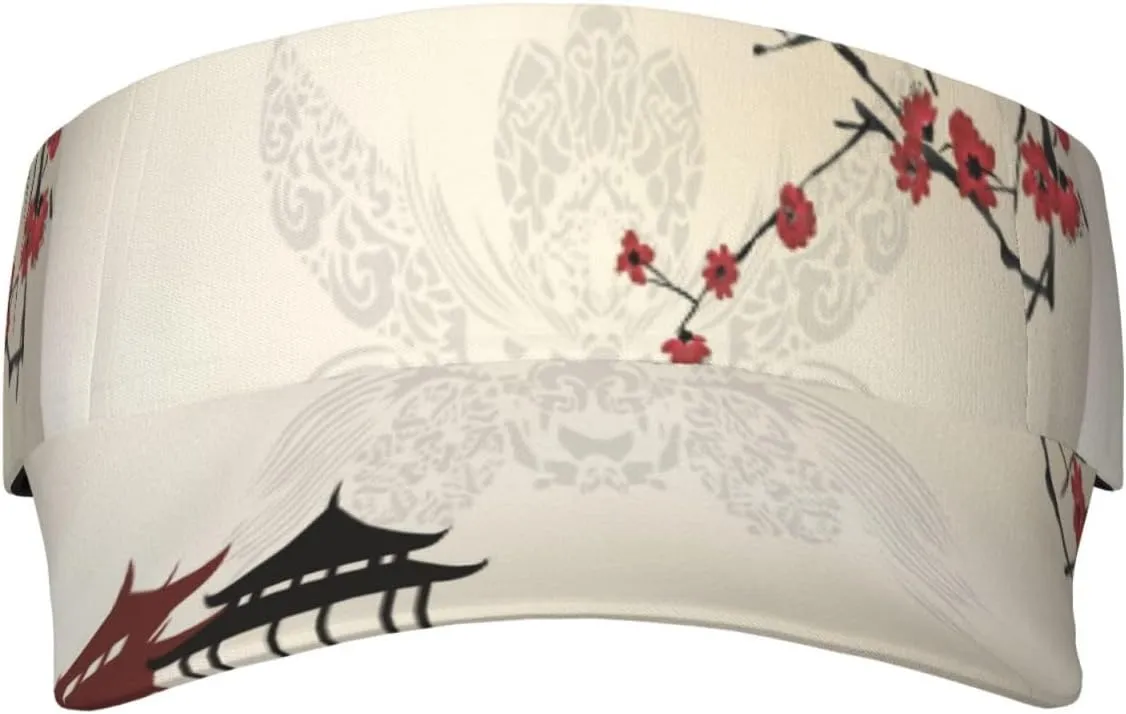 Men's Women's Sunscreen Visor Cap Pagoda Asian Parks Pattern Sports Sun Visor Hats for Hiking Golf Tennis Outdoors