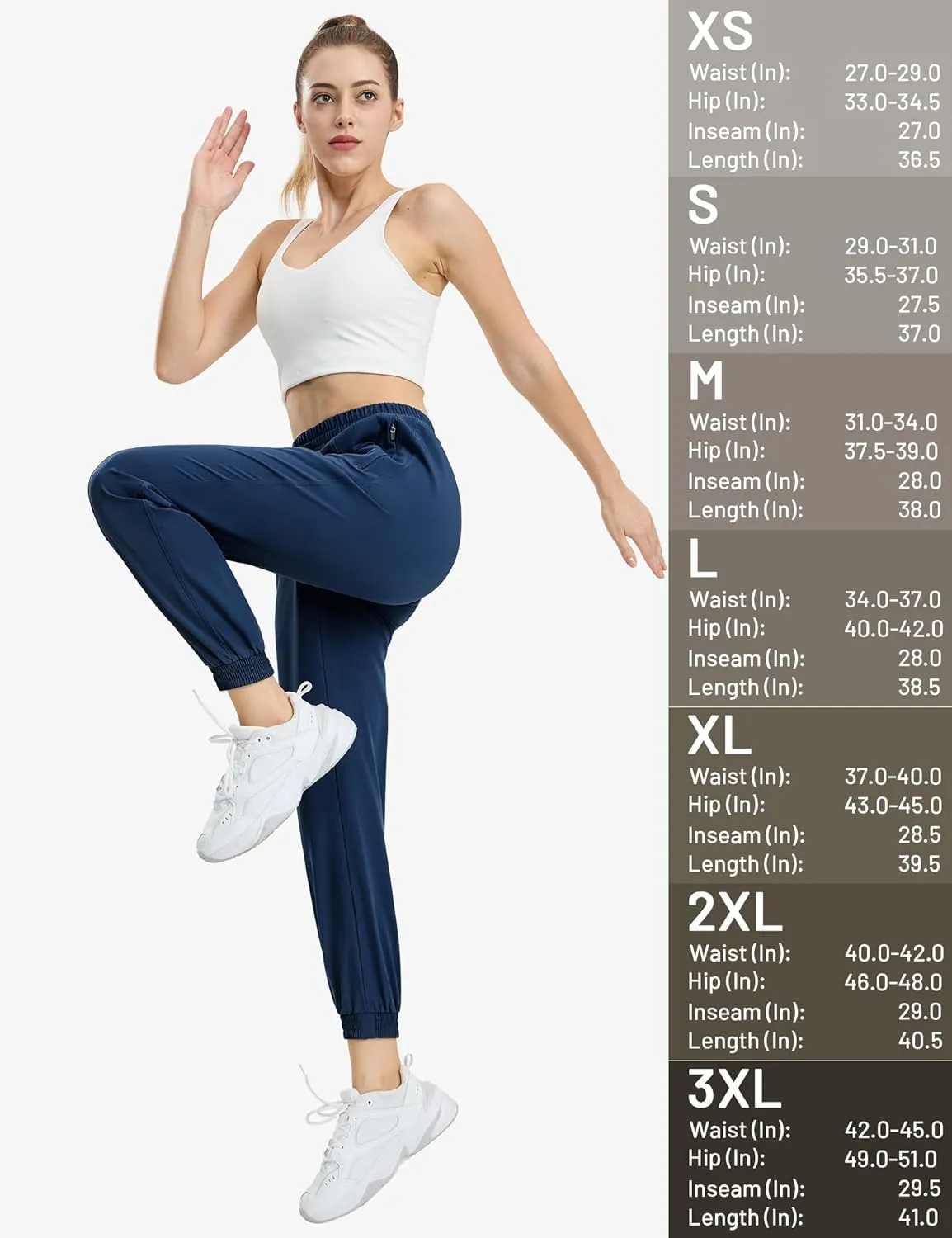MIER Women's Lightweight Joggers Hiking Pants Quick Dry Athletic Zipper Pockets Running Pant, Water Resistant