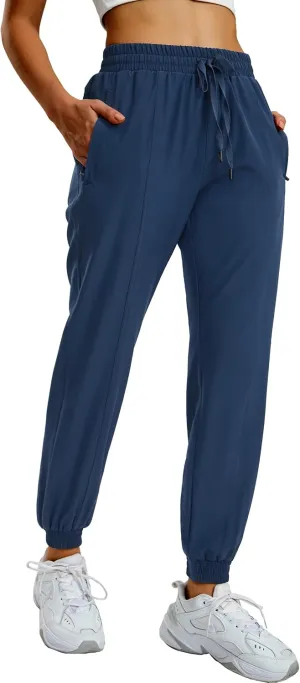 MIER Women's Lightweight Joggers Hiking Pants Quick Dry Athletic Zipper Pockets Running Pant, Water Resistant