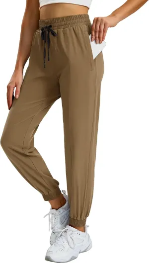 MIER Women's Lightweight Joggers Hiking Pants Quick Dry Athletic Zipper Pockets Running Pant, Water Resistant