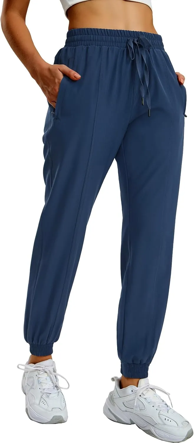 MIER Women's Lightweight Joggers Hiking Pants Quick Dry Athletic Zipper Pockets Running Pant, Water Resistant