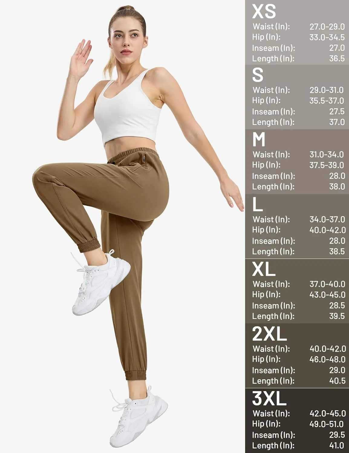 MIER Women's Lightweight Joggers Hiking Pants Quick Dry Athletic Zipper Pockets Running Pant, Water Resistant