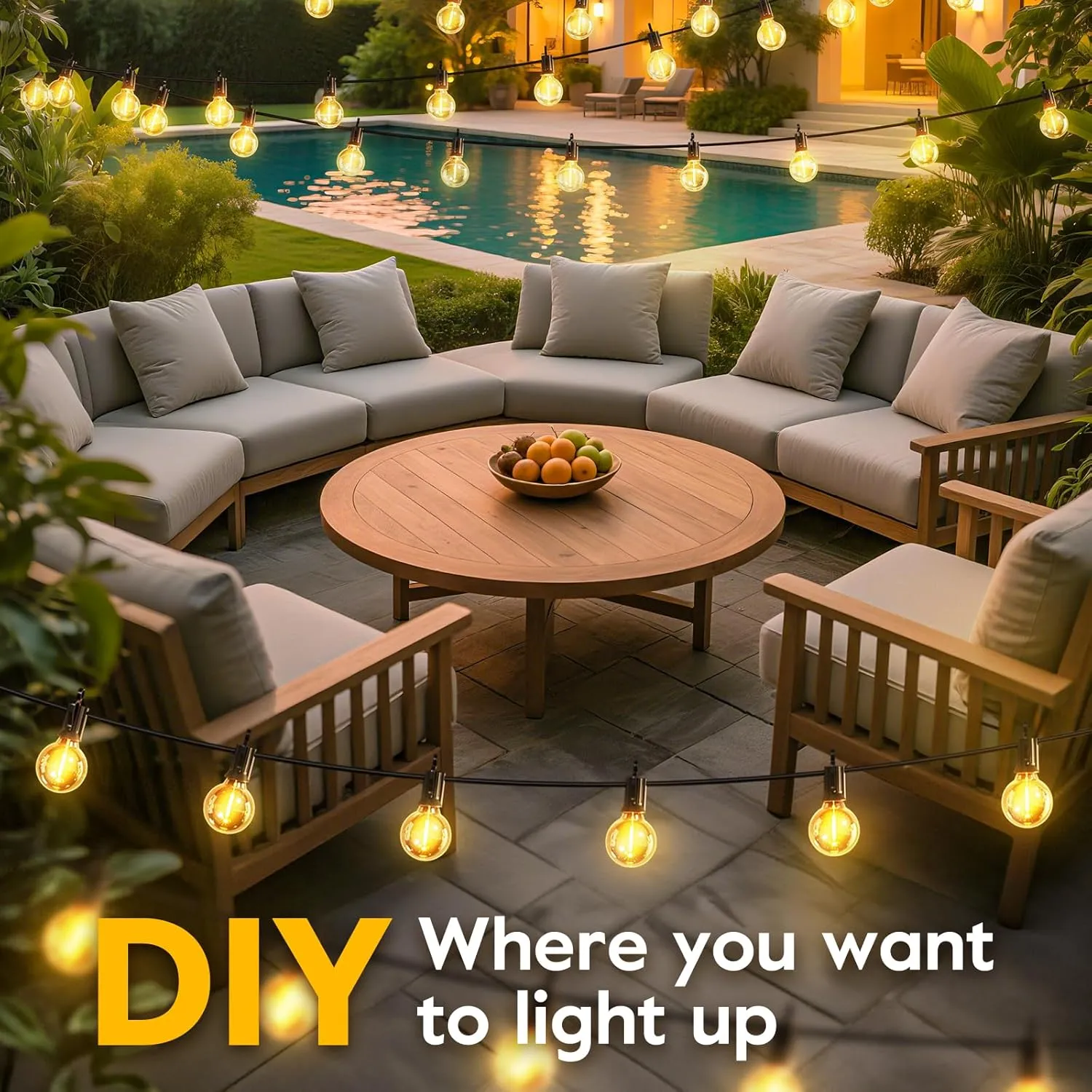 Minetom 158FT Solar String Lights Outdoor with Cable Ties and Hooks, Commercial Waterproof Solar Powered Patio Lights with 75 LED Shatterproof Bulbs, Hanging Light for Outside Backyard Garden Decor