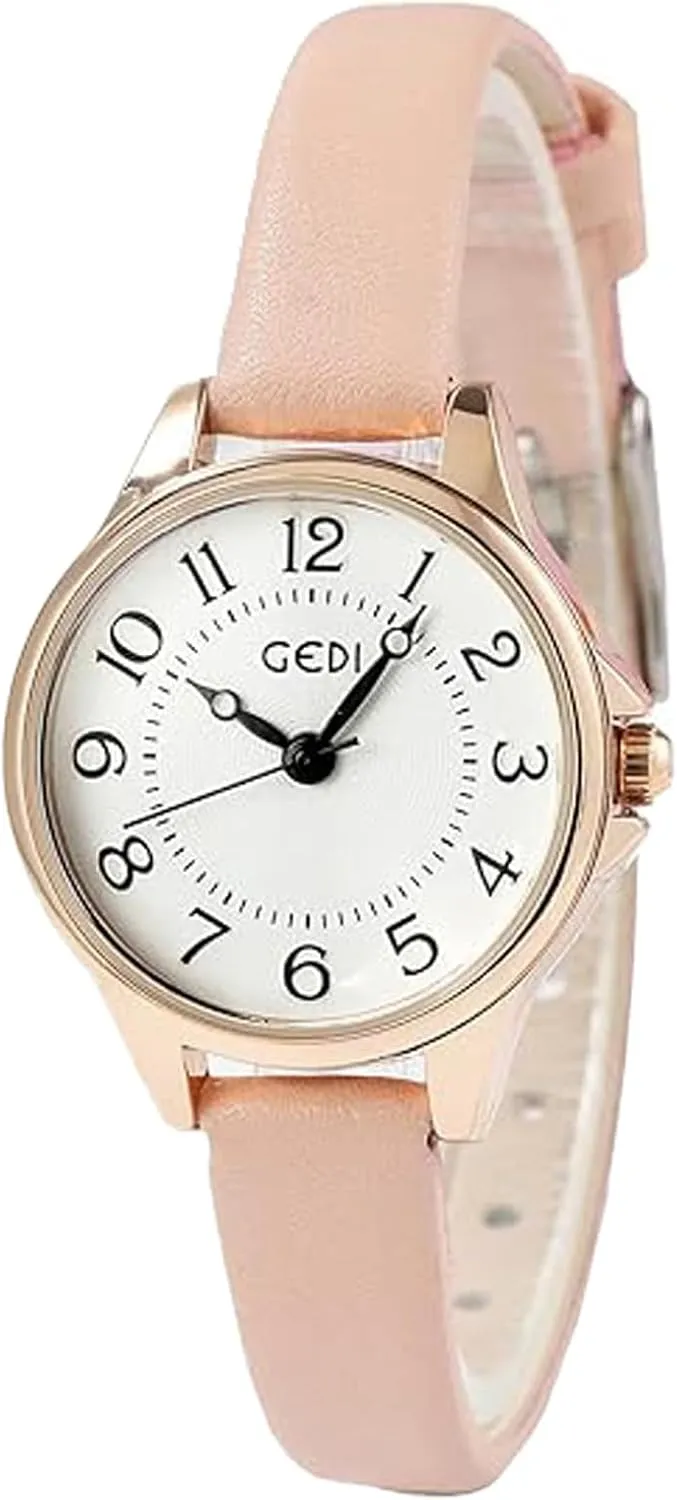 Mini Classic Women's Quartz Watch Simple and Elegant with Leather Strap Arabic Numerals Small Dial Ultra-Thin Waterproof Analog Display Perfect for Women Students and Ladies
