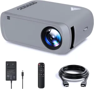 Mini Projector with Wifi Portable Projector Support 1080P 170" Mini HD Movie Projector, Outdoor Projector Compatible with Phone/ Tablet/ Laptop/ TV Stick/ PS4/ HDMI/USB - Wifi Grey