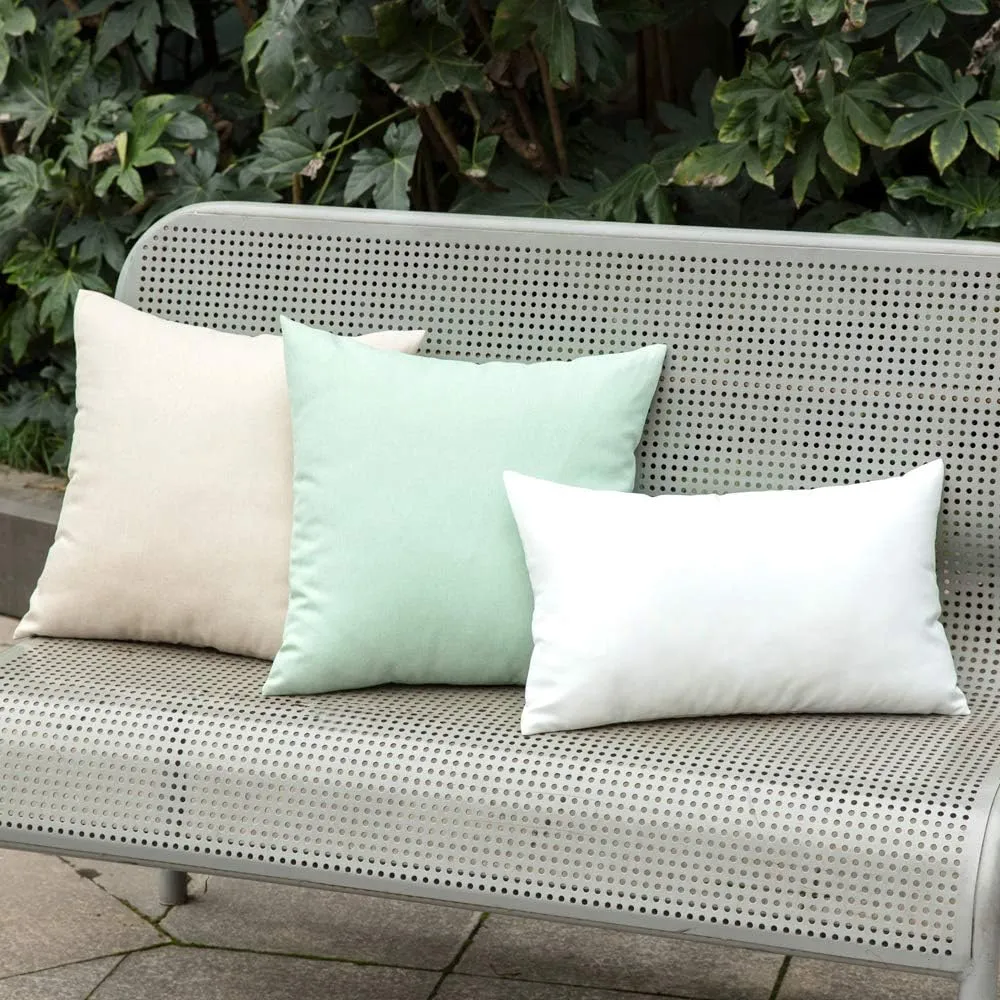 MIULEE Pack of 2 Decorative Outdoor Solid Waterproof Throw Pillow Covers Faux Linen Garden Farmhouse Cushion Cases for Patio Tent Balcony Couch Sofa 20x20 inch Beige