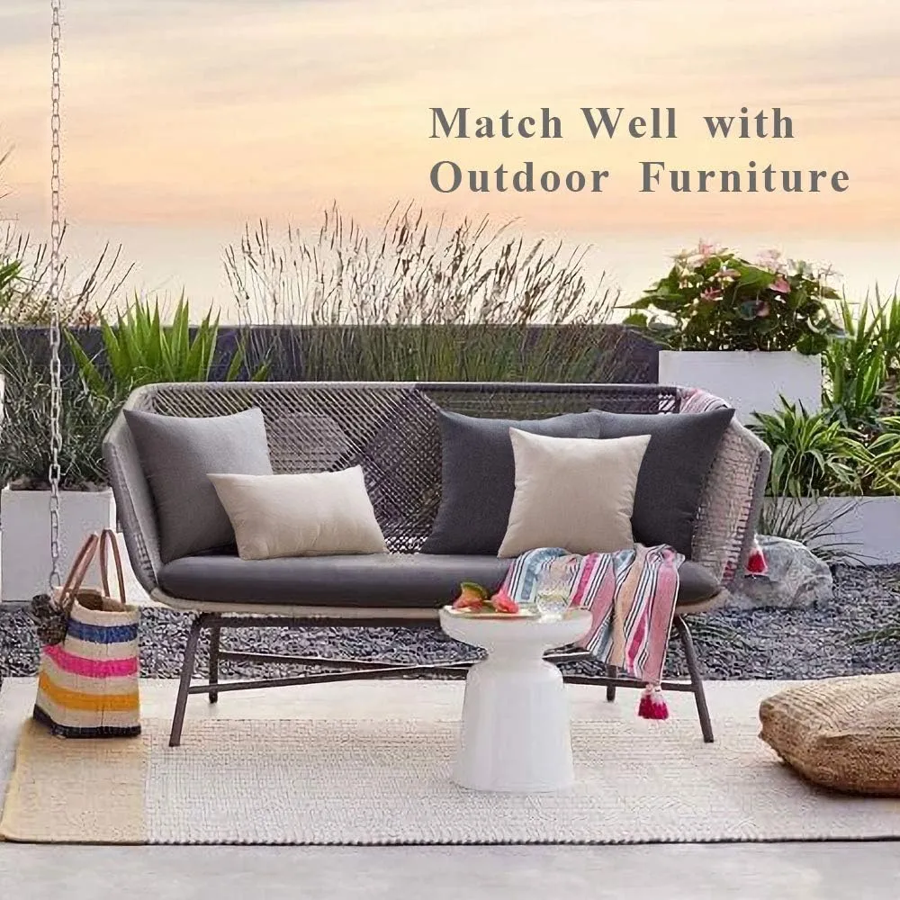 MIULEE Pack of 2 Decorative Outdoor Solid Waterproof Throw Pillow Covers Faux Linen Garden Farmhouse Cushion Cases for Patio Tent Balcony Couch Sofa 20x20 inch Beige