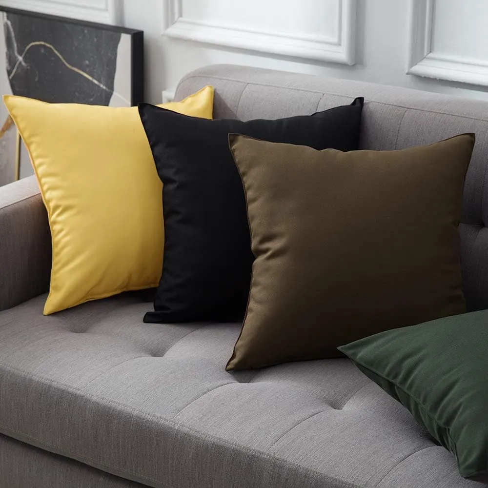 MIULEE Pack of 2 Decorative Outdoor Waterproof Pillow Covers Square Garden Cushion Sham Throw Pillowcase Shell for Spring Patio Tent Couch 18x18 Inch Brown
