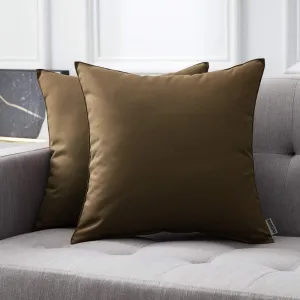 MIULEE Pack of 2 Decorative Outdoor Waterproof Pillow Covers Square Garden Cushion Sham Throw Pillowcase Shell for Spring Patio Tent Couch 18x18 Inch Brown