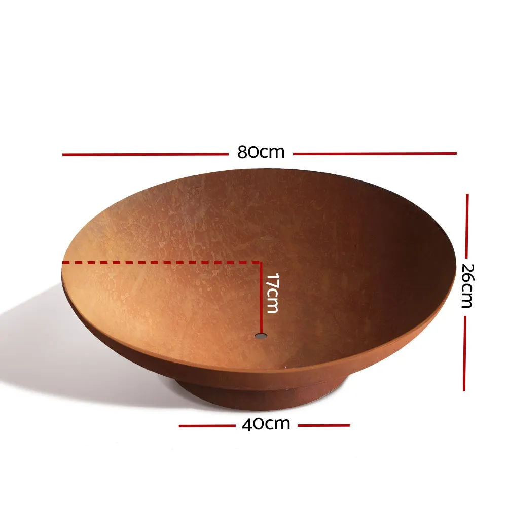 Modern Fire Pit (80cm) - Oxidized Steel