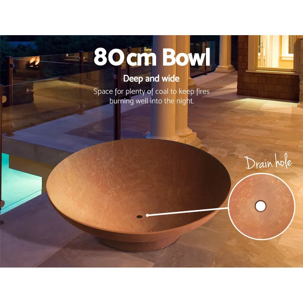 Modern Fire Pit (80cm) - Oxidized Steel