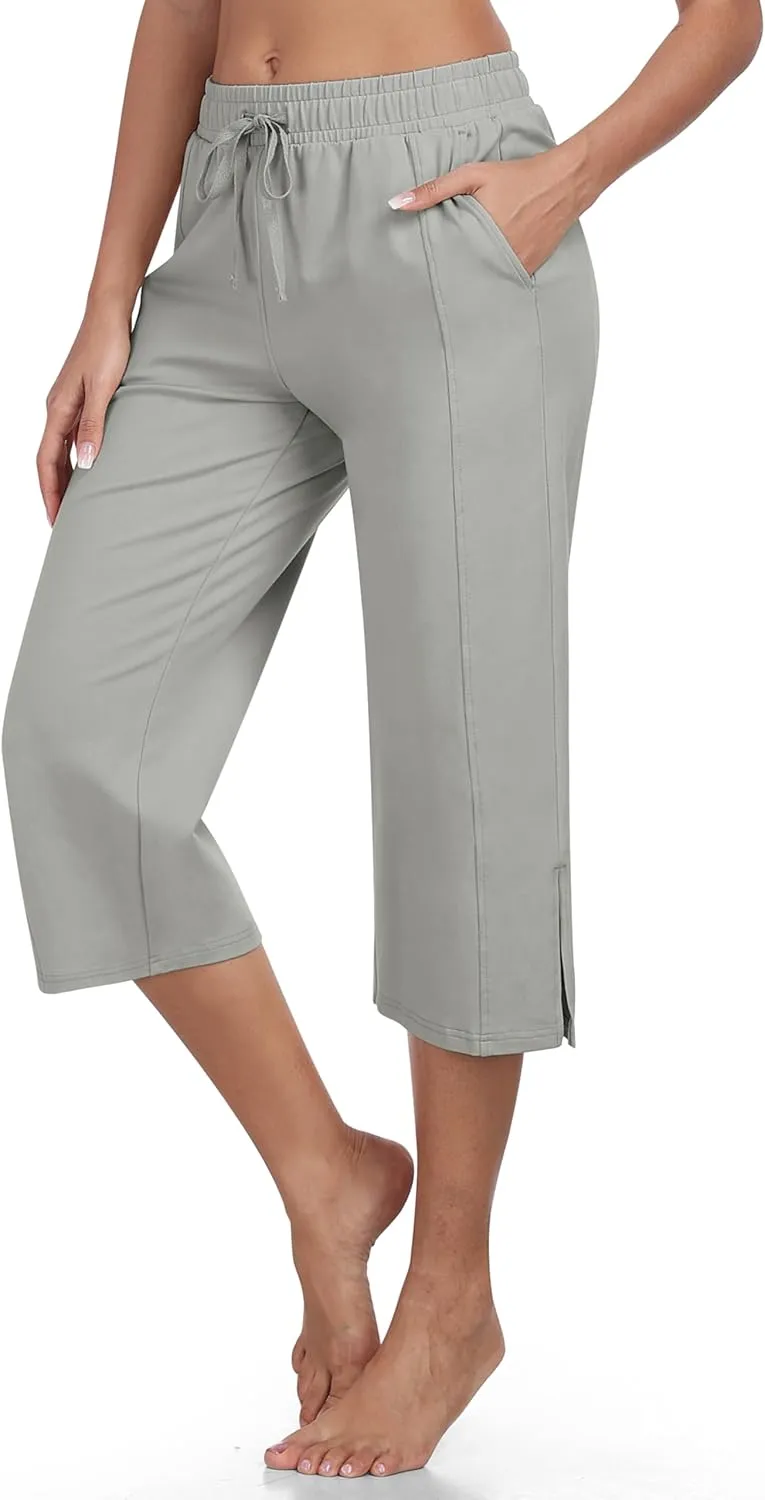 MoFiz Women's Capri Pants Wide Leg Plus Size Lightweight Quick Dry Hiking Pants Casual Loose Sweatpants Athletic Walking Yoga