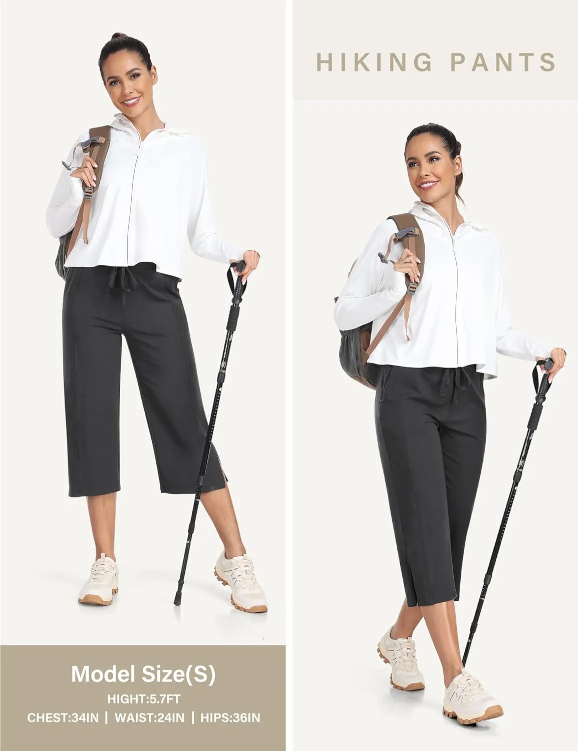 MoFiz Women's Capri Pants Wide Leg Plus Size Lightweight Quick Dry Hiking Pants Casual Loose Sweatpants Athletic Walking Yoga