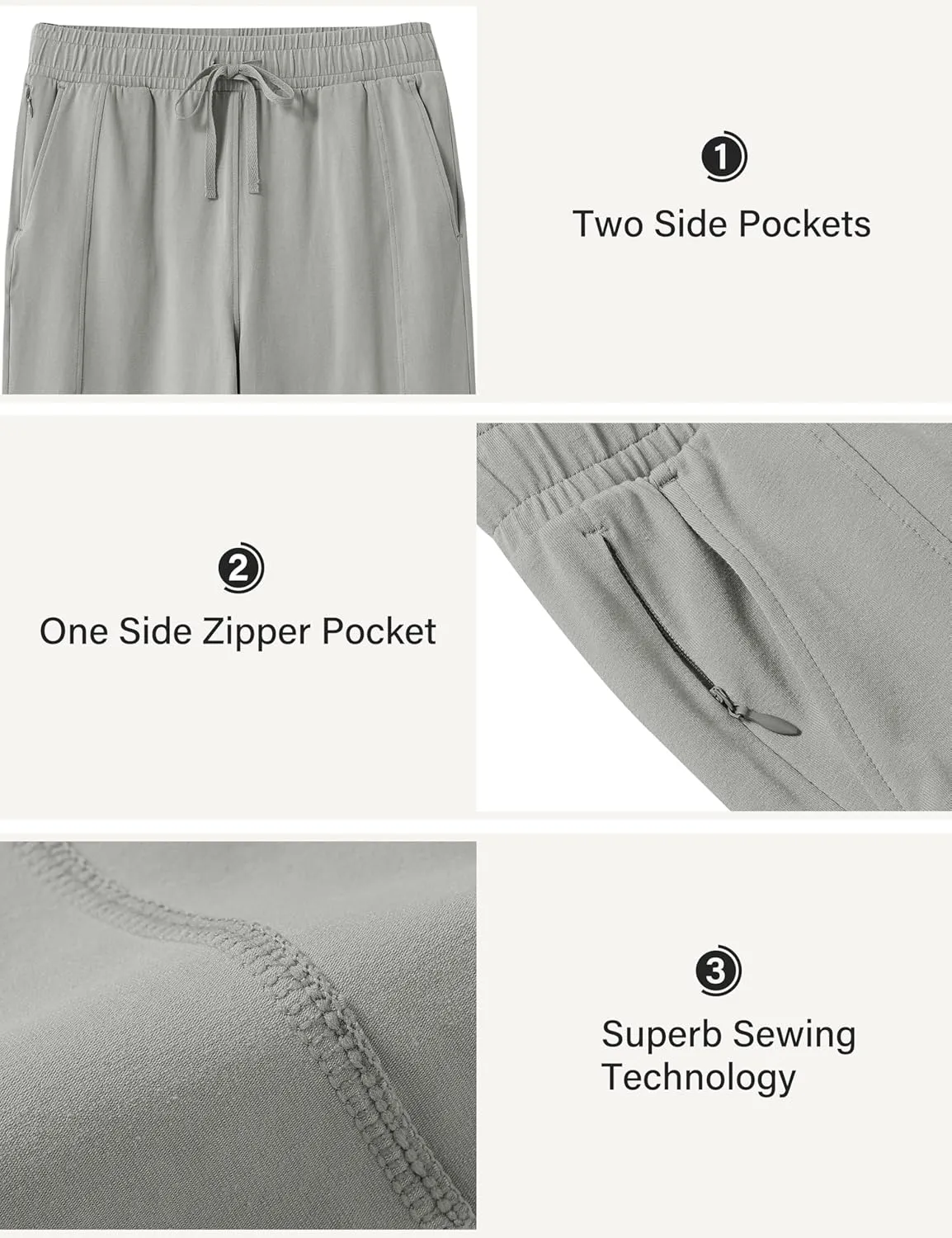 MoFiz Women's Capri Pants Wide Leg Plus Size Lightweight Quick Dry Hiking Pants Casual Loose Sweatpants Athletic Walking Yoga