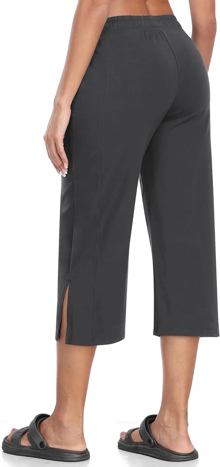 MoFiz Women's Capri Pants Wide Leg Plus Size Lightweight Quick Dry Hiking Pants Casual Loose Sweatpants Athletic Walking Yoga