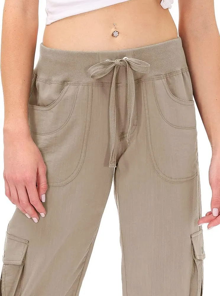 MoFiz Womens Capris with Pockets Loose Fit Casual Capri Pants Dressy Lightweight Ladies Baggy Cargo Pants for Hiking