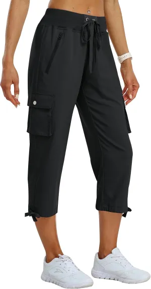 MoFiz Women's Cargo Capris Pants Loose Fit Casual Hiking Pants Lightweight Quick Dry Travel Summer Pants for Women