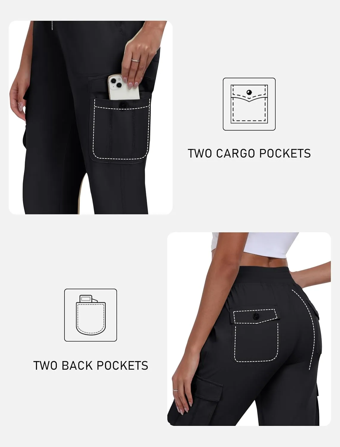 MoFiz Women's Cargo Capris Pants with Pockets Lightweight Quick Dry Travel Hiking Summer Pants for Women