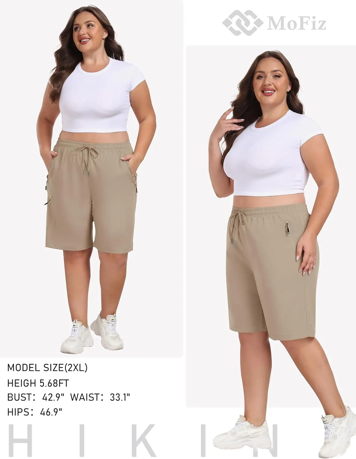 MoFiz Women's Plus Size Shorts Hiking Cargo Shorts Quick Dry Golf Active Shorts Lightweight Summer Shorts with Pockets