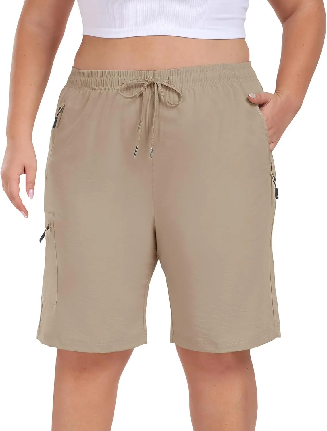 MoFiz Women's Plus Size Shorts Hiking Cargo Shorts Quick Dry Golf Active Shorts Lightweight Summer Shorts with Pockets