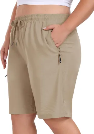 MoFiz Women's Plus Size Shorts Hiking Cargo Shorts Quick Dry Golf Active Shorts Lightweight Summer Shorts with Pockets