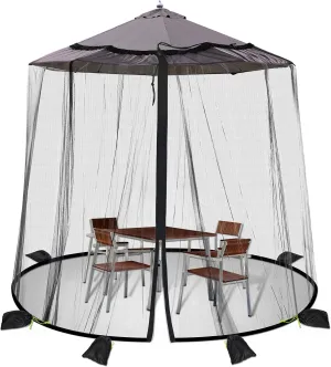 Mosquito Netting for Patio - Mosquito Net for Patio - Mosquito Screen for Outdoor Umbrellas, Tables, Without Support Frame, with 2 Zips, 6 Sandbags and 8 Clamps