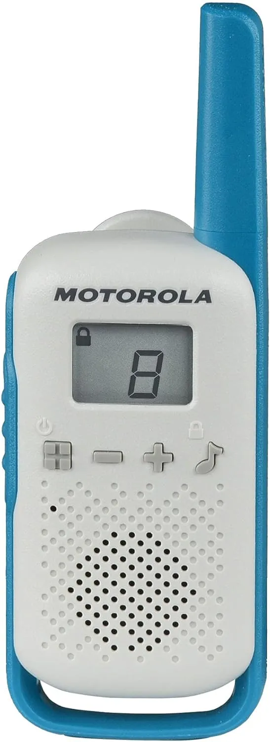 Motorola Solutions, Portable FRS, T114, Talkabout, Two-Way Radios, Battery Operated, 22 Channel, 16 Mile, White/Blue, 2 Pack