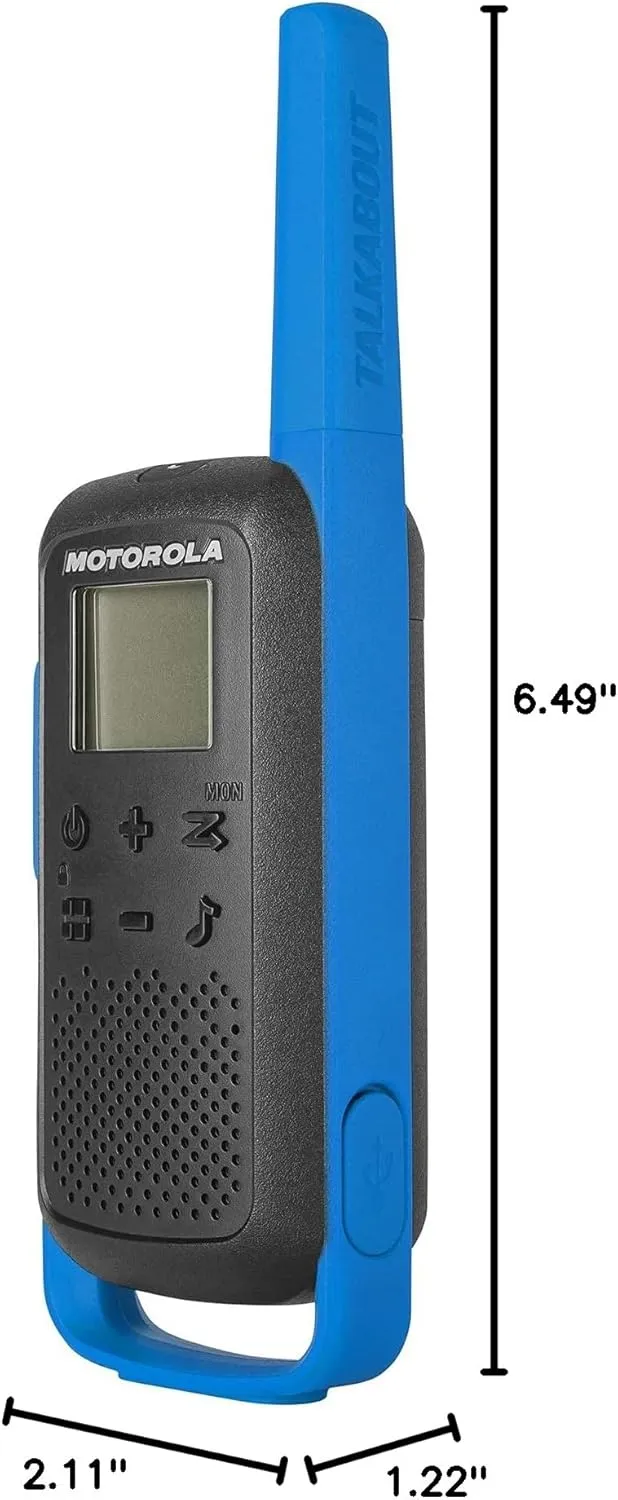 Motorola Solutions, Portable FRS, T270, Talkabout, Two-Way Radios, Rechargeable, 22 Channel, 25 Mile, Black W/Blue, 2 Pack