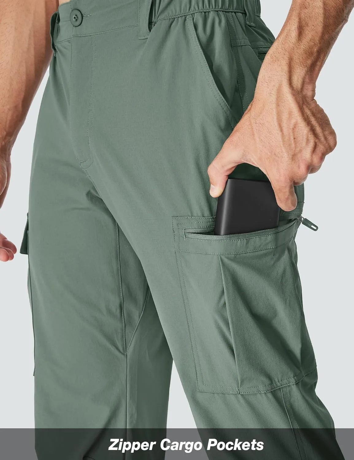 MOURCE Mens Quick-Dry Hiking Pants - Lightweight Water Resistant Cargo Pants for Men with 8 Pockets for Outdoor Activities