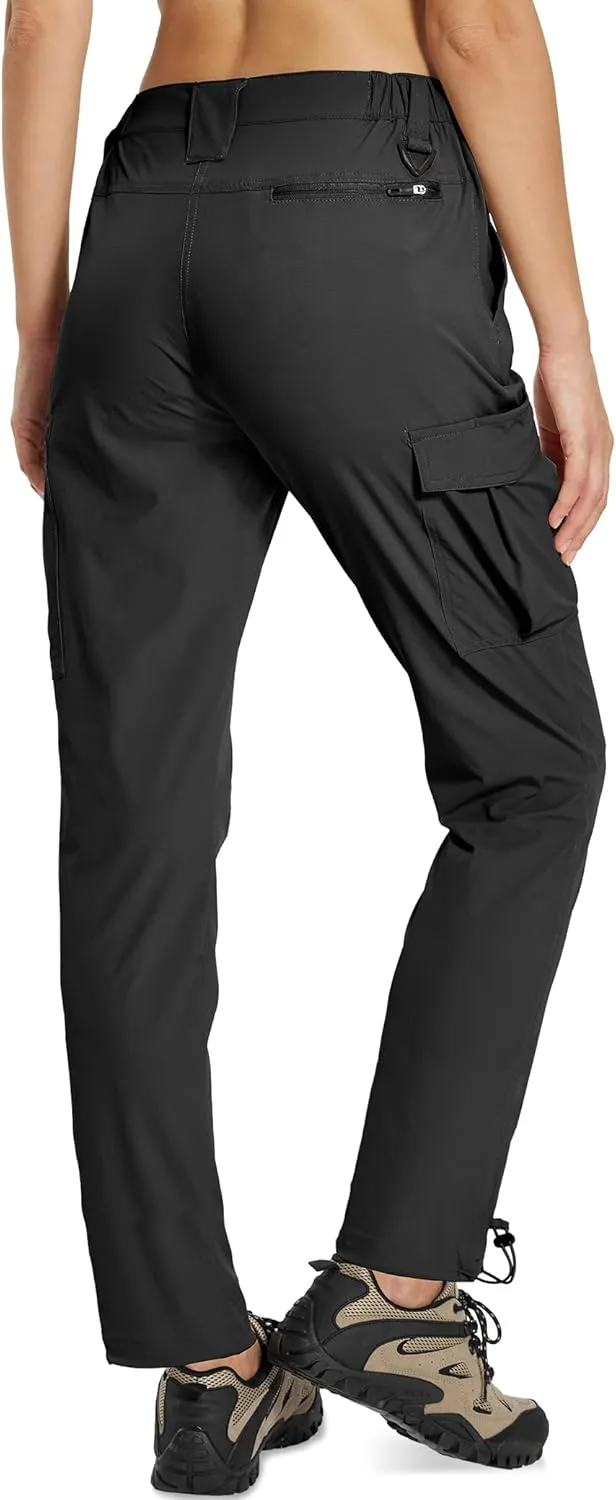 MOURCE Womens Hiking Pants Lightweight - Quick Dry Water Resistant UPF 50 Travel Pants with 7 Pockets & Adjustable Cuffs
