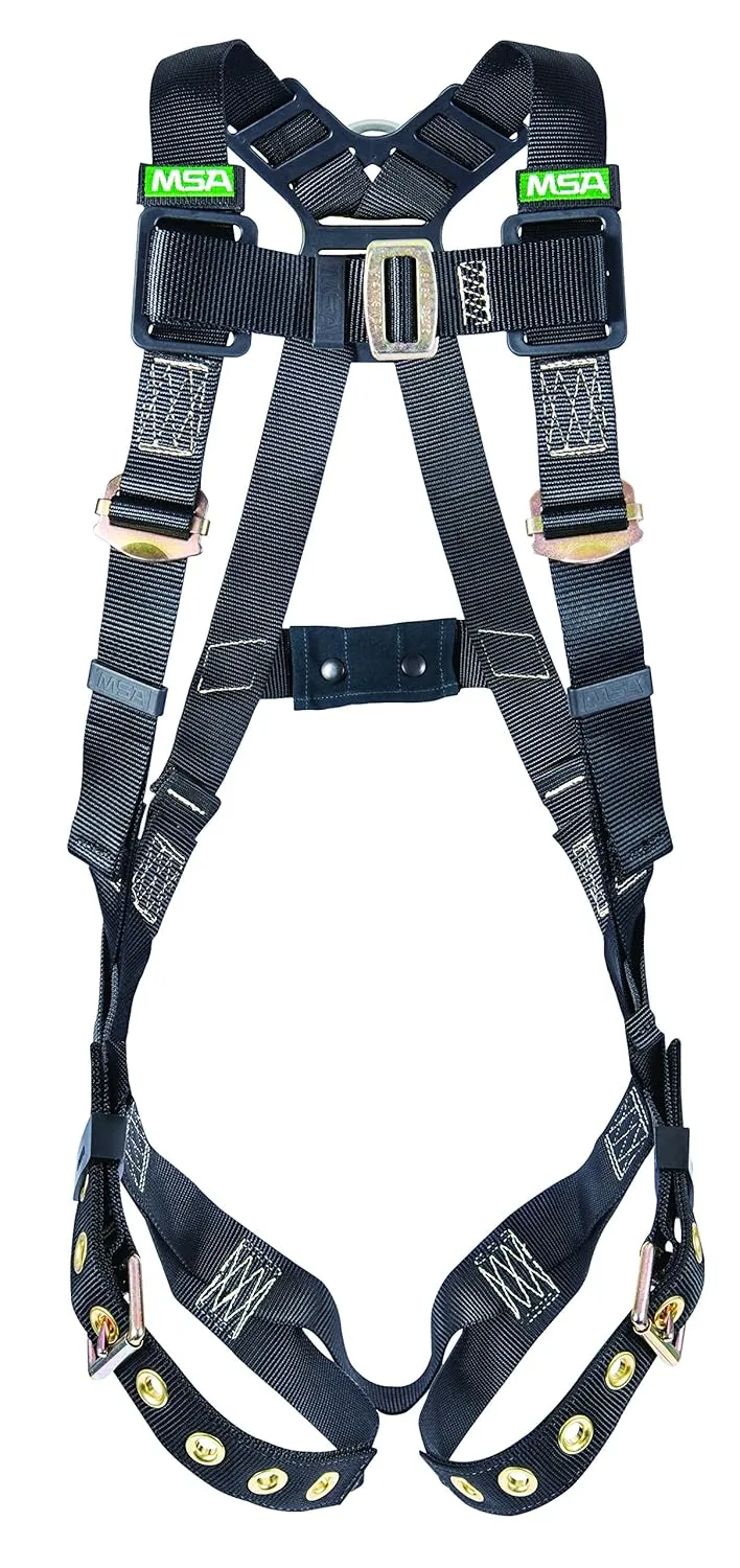 MSA 10152638 Workman Arc Flash Vest-Style Harness with Back Steel D-Ring and Tongue Buckle Leg Straps, X-Large