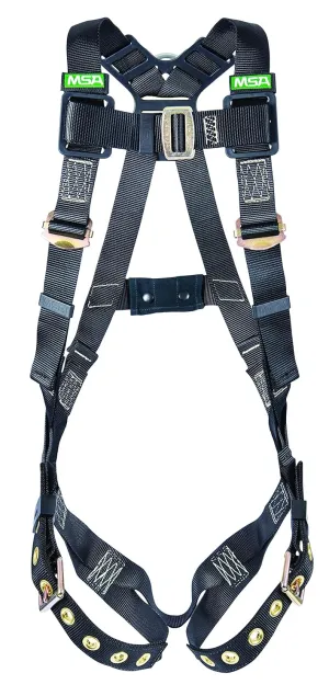 MSA 10152638 Workman Arc Flash Vest-Style Harness with Back Steel D-Ring and Tongue Buckle Leg Straps, X-Large