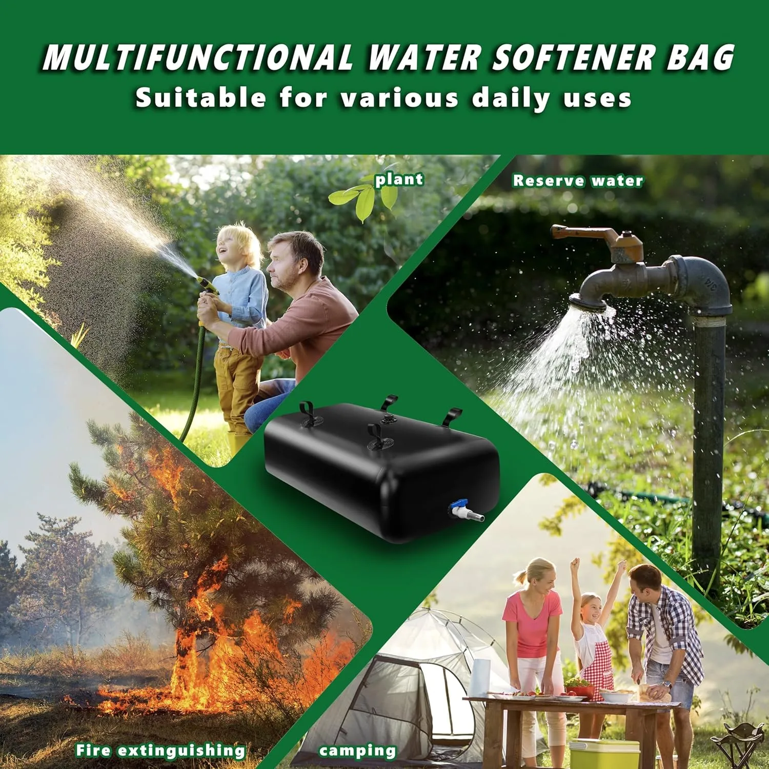 MXQMKL 1400 L/370 gal Water Bladder Storage Containers, Foldable Portable Water Tank Large Capacity Soft Water Bag, Drought Resistance, Fire Prevention, Emergency Water