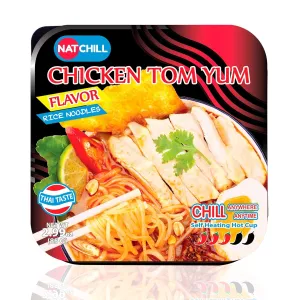NATCHILL Chicken Flavor Tom Yum Self Heating Cup (Pack of 4) Instant Rice Noodles Soup, 11.96 Oz