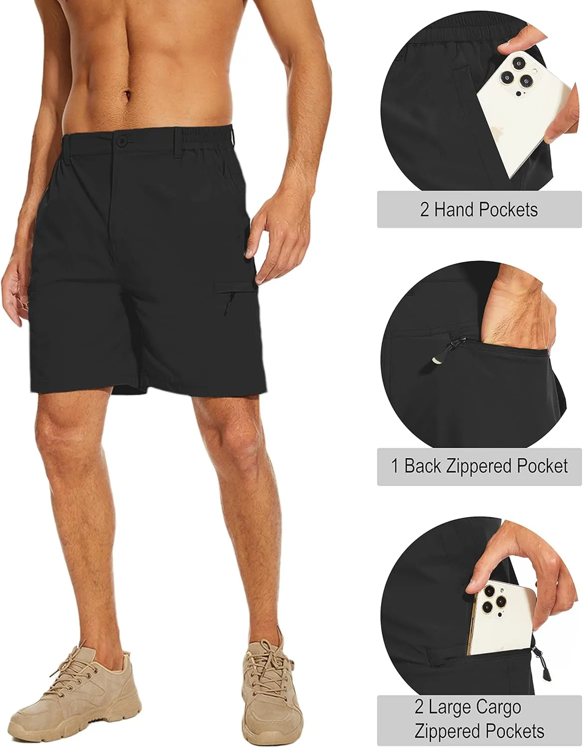 NATUVENIX Hiking Shorts Men, Quick-Dry Fishing Shorts for Men Lightweight Stretch Work Shorts Causal Travel