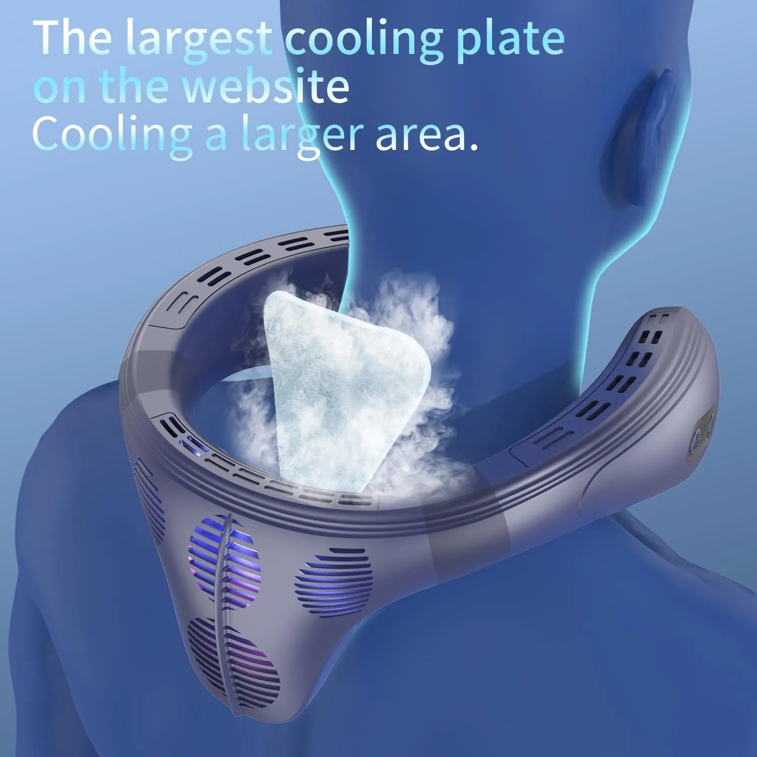 Neck Fan Back Windy 6000mAh with Cooling Plate Cold Compress Bladeless Portable Quiet Air Conditioner Rechargeable Holiday Essentials for Women Men Travel Camping Outdoor (Royal Blue)