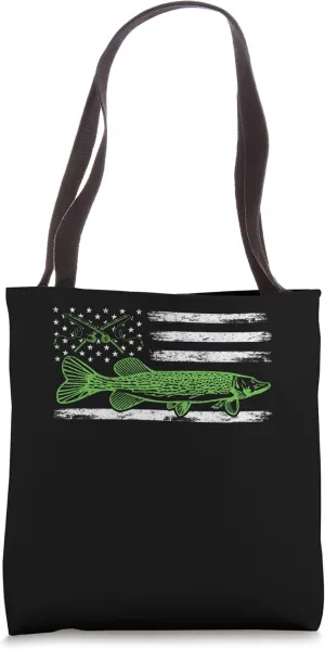 Needlefish USA Flag Gar Fish American Flag Gar Fishing Tote Bag