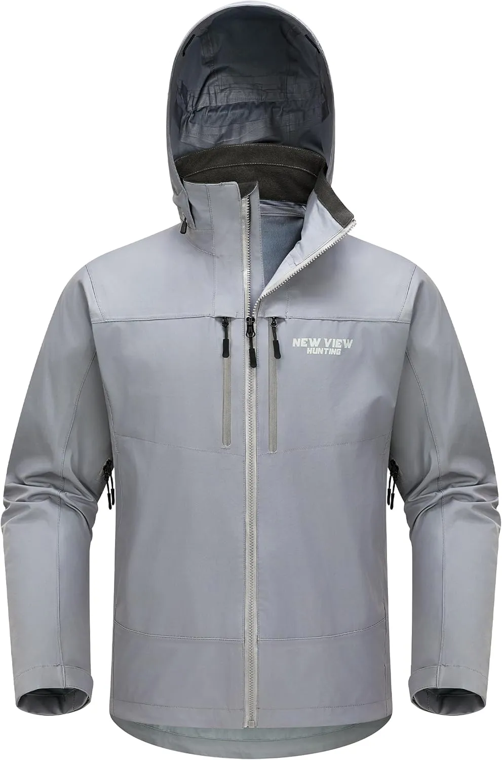 NEW VIEW Men's Lightweight Rain Jacket Waterproof with Hood, Storm Shell Stretch Rain Coat for Tri Weather Hiking,Travel,Golf
