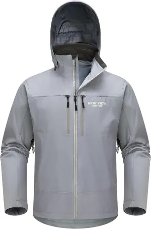 NEW VIEW Men's Lightweight Rain Jacket Waterproof with Hood, Storm Shell Stretch Rain Coat for Tri Weather Hiking,Travel,Golf