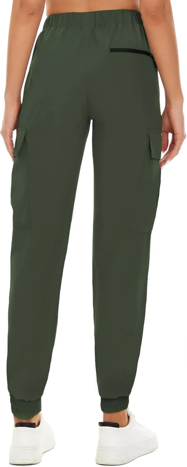 NEYOUQE Women's Hiking Quick Dry Sports Running Pants Solid Color Casual Sweatpants Fitness with Pockets Summer Jogging Yoga